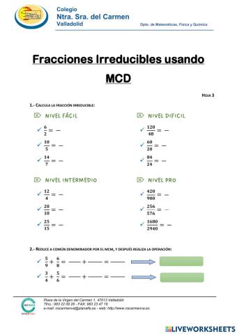 Fracciones Irreducibles