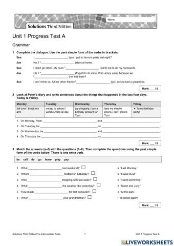 Unit 1 Progress Test A.