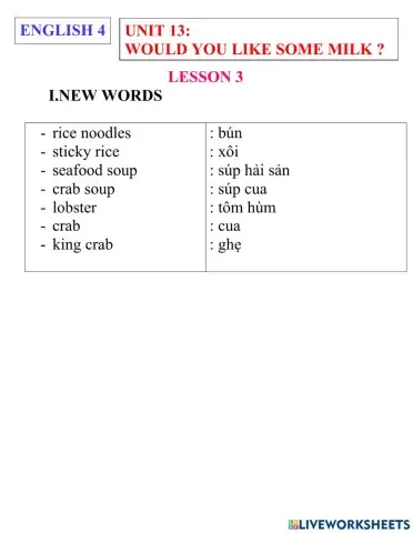 Englísh 4- unit 13- lesson 3