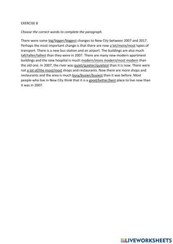 IE0, Unit 6, Reading and Writing, Exercise 8