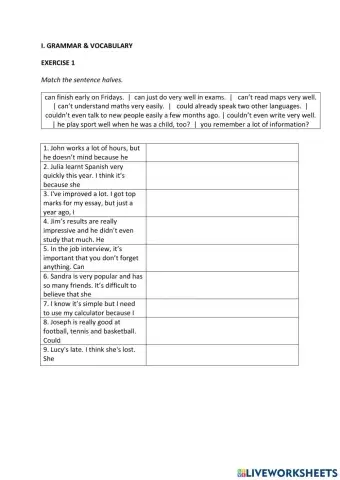 IE0, Unit 7, Grammar and Vocabulary, Exercise 1