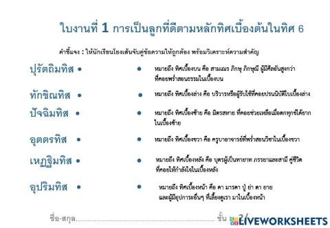 การเป็นลูกที่ดี ตามหลักทิศเบื้องต้นในทิศ 6