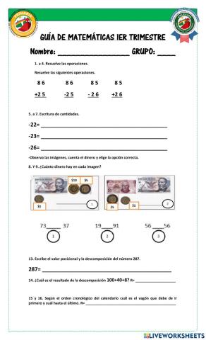 Guía de matemáticas 1er trimestre