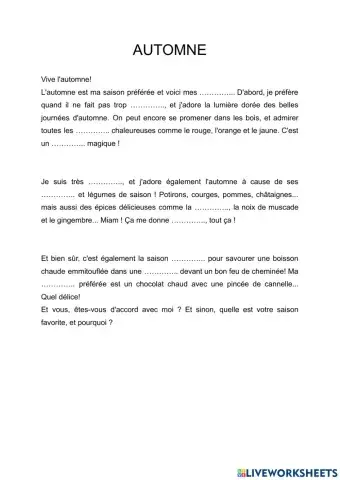 Automne - compréhension orale