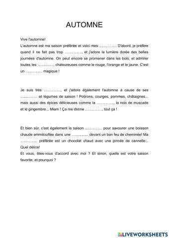 Automne - compréhension orale