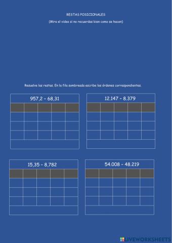 Restas posicionales