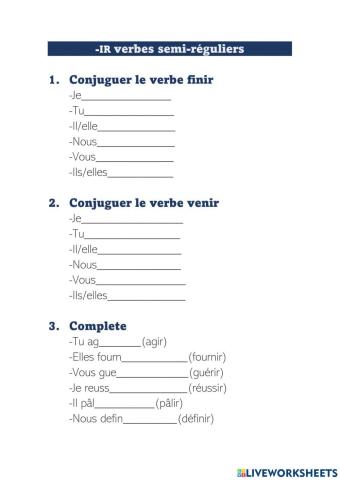 -ir verbes semi-réguliers