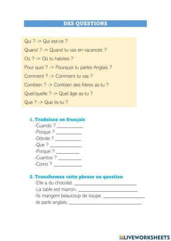Les questions en français