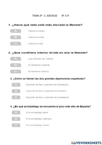 Tema 2 de C. Sociales 6º E.P