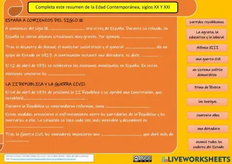 Repaso de la Edad Contemporánea siglos XX Y XXI