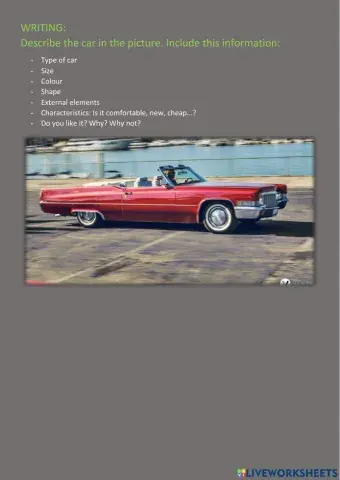 Writing: Describe the car
