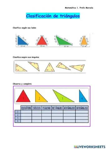 Clasificación de triángulos