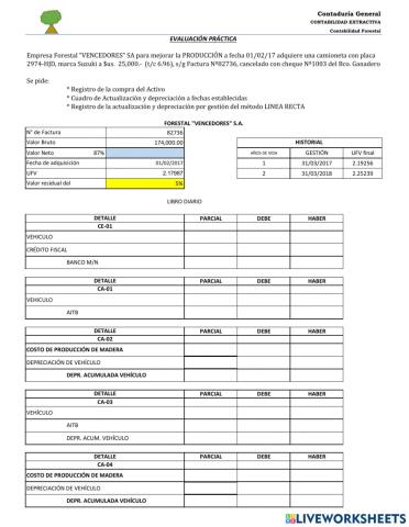 Registro actualización y depreciación de activo fijo