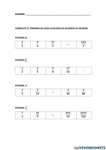 Sucesion con fracciones