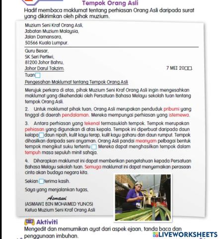 Latihan Tempok Orang Asli m-s 75