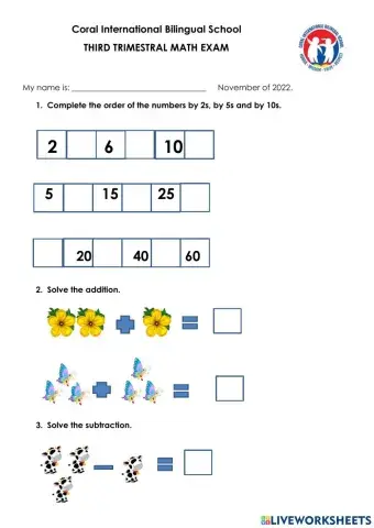 Math exam III trimestre