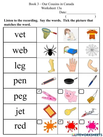 13a Short E CVC Words Worksheet