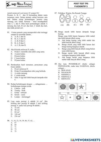 Posttest reguler ptn kognitif 5