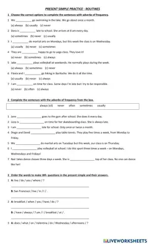 Present simple practice