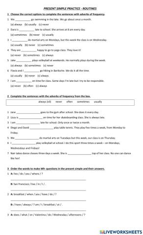 Present simple practice