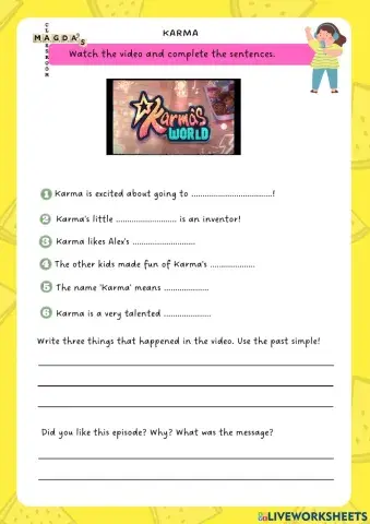 Watch the video and answer the questions - Karma