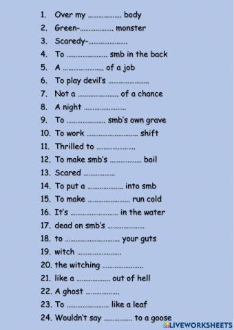 Spooky idioms (Halloween)