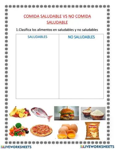 Alimentos saludables y no saludables