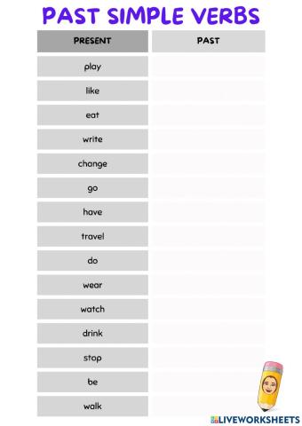Past simple verbs