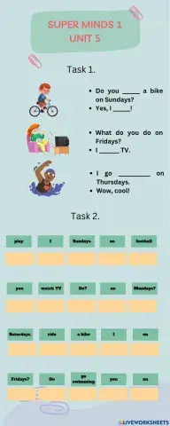 Super Minds 1 Unit 5 Test