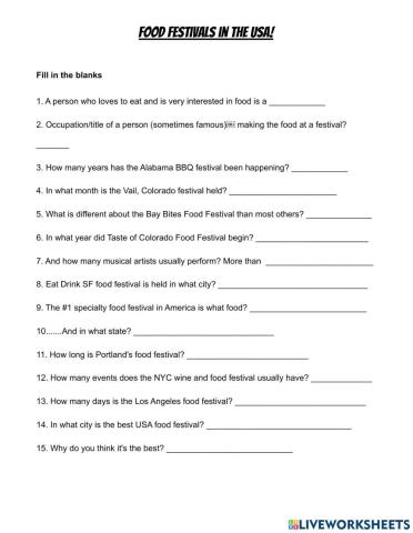 Food Festivals in the USA