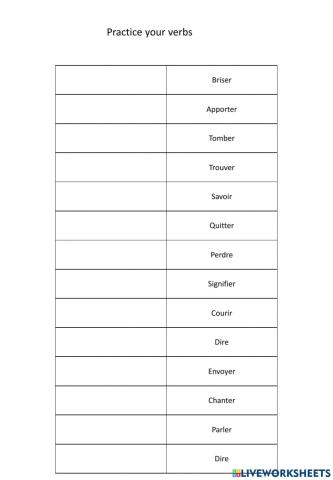 Irregular verbs French to English
