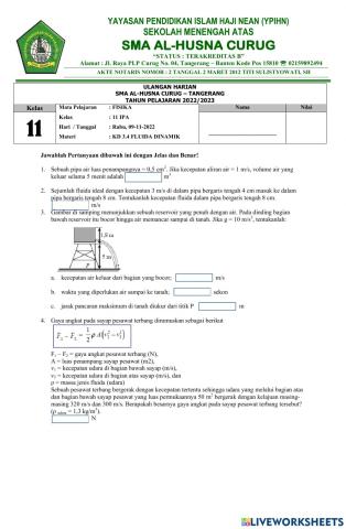 Ulangan Harian Fluida Dinamika