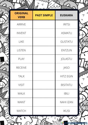 Past simple regular verbs