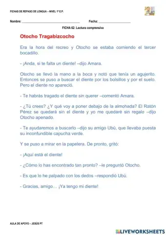 Ficha Lengua 62-1EP-Comprensión lectora