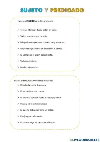 Sujeto y predicado 1