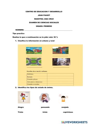 Examen de primero ciencias sociales