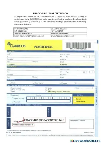 Certificado de Correos