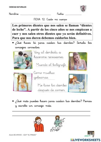 Ficha 12 Cuido mi cuerpo-1EP-Ciencias Naturales