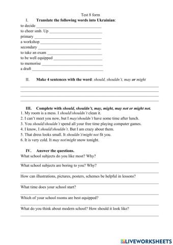 Test -School 8 Form