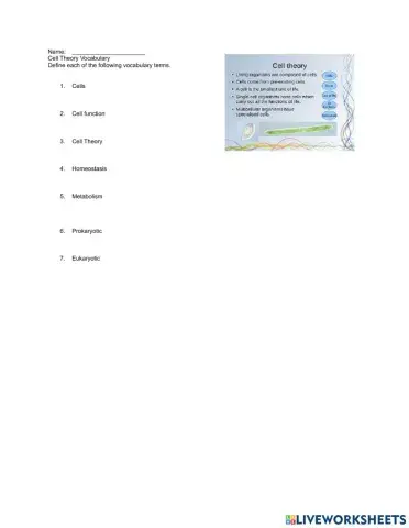 Cell Theory Vocabulary
