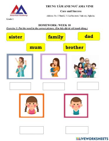 Week 10 grade 1 unit 3 family