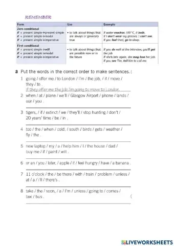 Zero and first conditional
