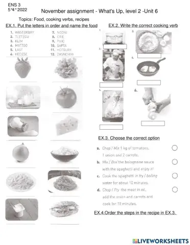 Food vocabulary and recipes