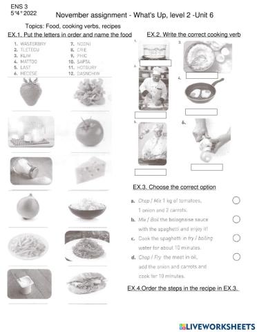 Food vocabulary and recipes