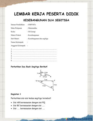 LKPD Kesebangunan Dua Segitiga