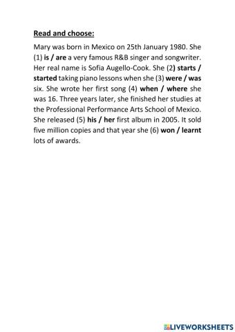 Present simple and past simple