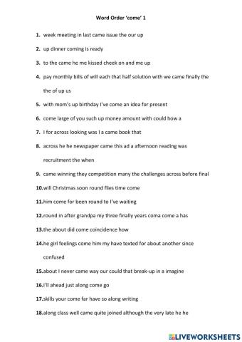 Word order ‘come’ 1