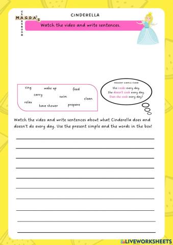 Watch the video and write sentences - Cinderella