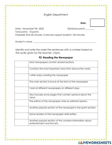 English Listening quiz