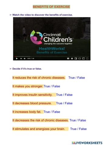 Benefits of exercise